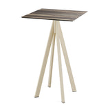 Infinity mange-debout avec piètement sable + plateau HPL Tropical Wood 70x70 cm - VEBA - 1 pcs