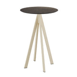 Infinity mange-debout avec piètement sable + plateau HPL Riverwashed Wood Ø70 cm - VEBA - 1 pcs