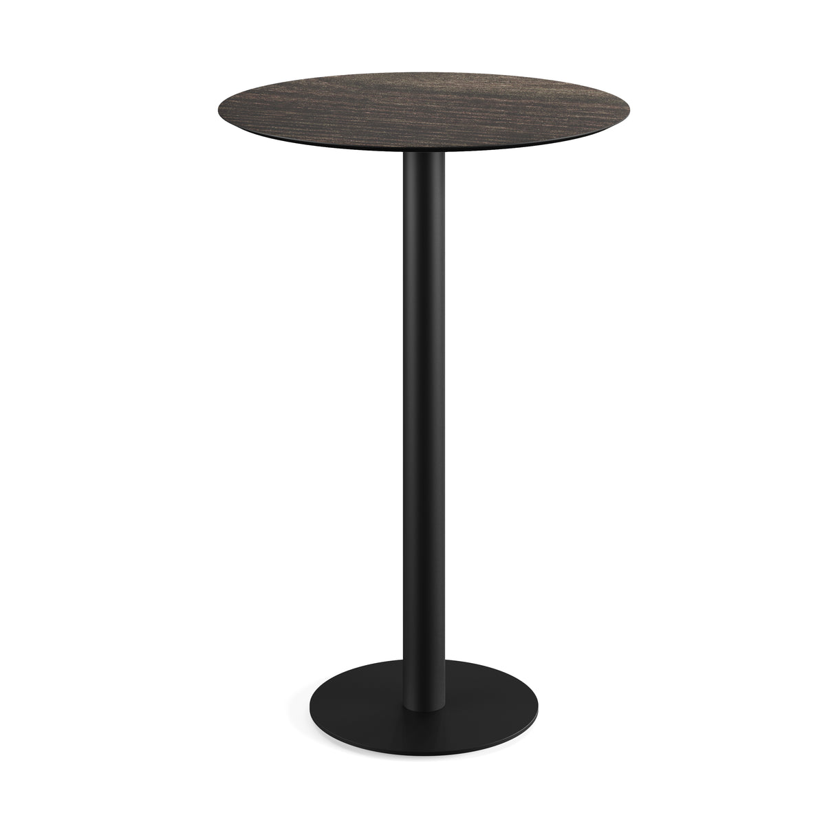 Urban mange-debout avec piètement noir + plateau HPL Riverwashed Wood Ø70 cm - VEBA - 1 pcs