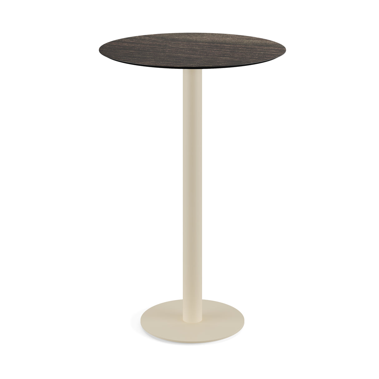 Urban mange-debout avec piètement sable + plateau HPL Riverwashed Wood Ø70 cm - VEBA - 1 pcs