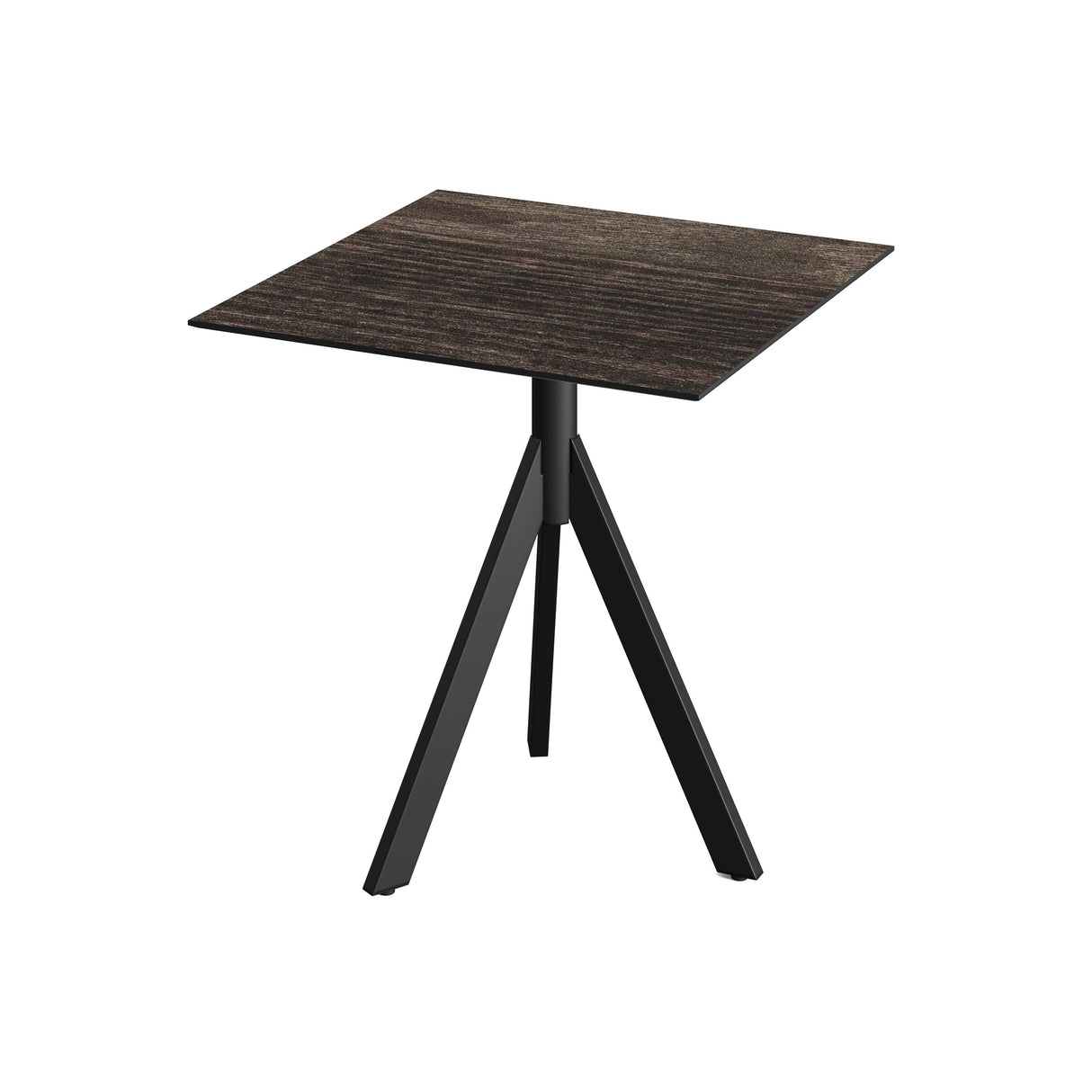 Infinity Tripod table de bistrot avec piètement noir + plateau HPL Riverwashed Wood 70x70 cm - VEBA - 1 pcs
