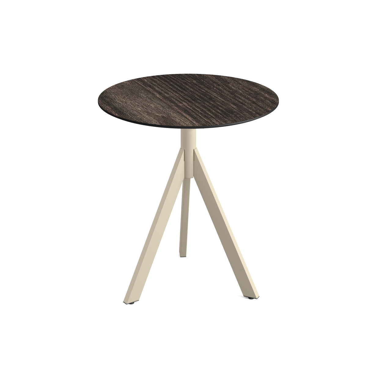 Infinity Tripod table de bistrot avec piètement sable + plateau HPL Riverwashed Wood Ø70 cm - VEBA - 1 pcs