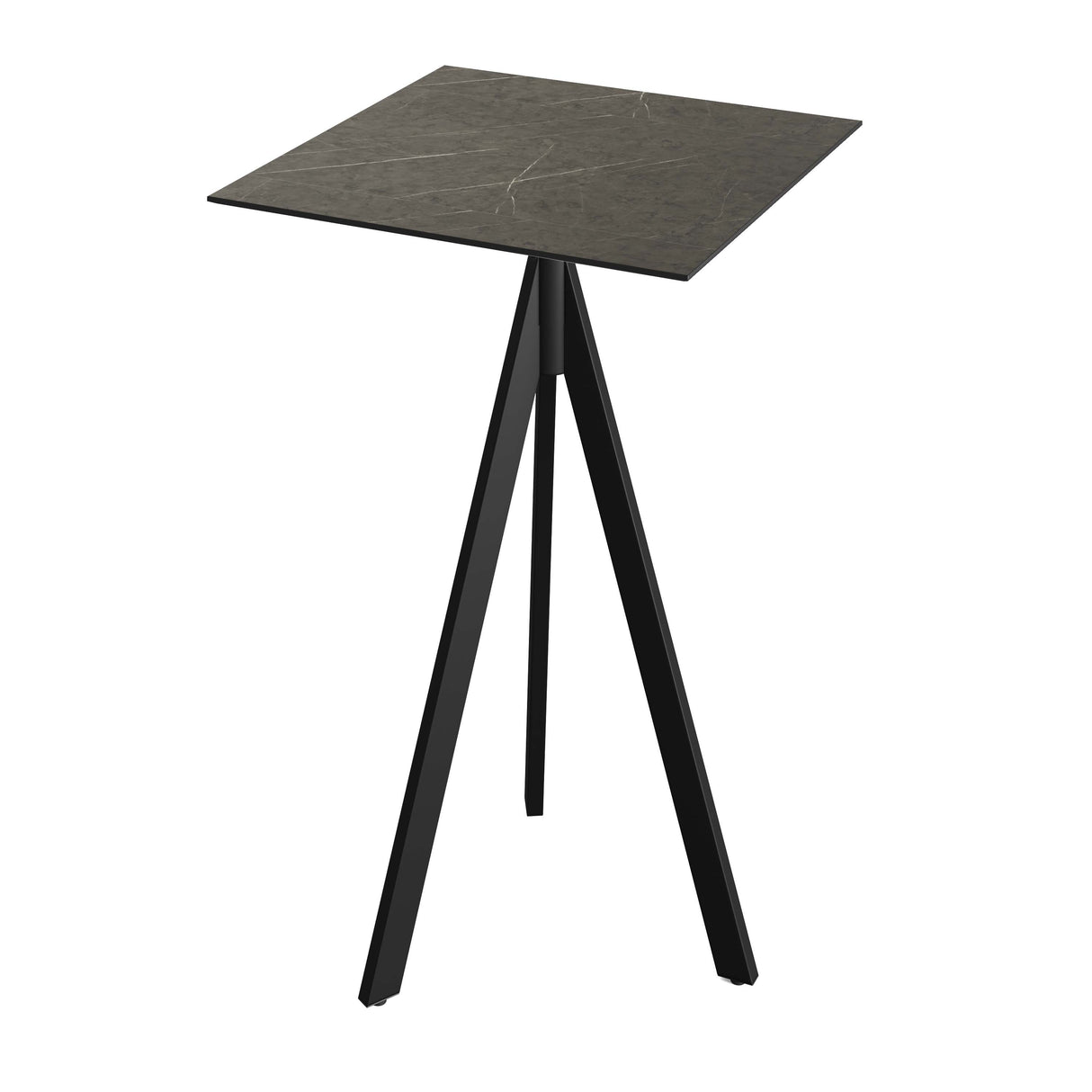 Infinity Tripod mange-debout avec piètement noir + plateau HPL Midnight Marble 70x70 cm - VEBA - 1 pcs