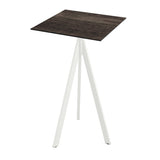 Infinity Tripod mange-debout avec piètement blanc + plateau HPL Riverwashed Wood 70x70 cm - VEBA - 1 pcs