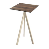 Infinity Tripod mange-debout avec piètement sable + plateau HPL Tropical Wood 70x70 cm - VEBA - 1 pcs