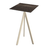 Infinity Tripod mange-debout avec piètement sable + plateau HPL Riverwashed Wood 70x70 cm - VEBA - 1 pcs