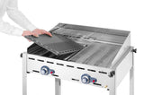 Barbecue Green Fire avec 2 brûleurs, HENDI, Profi Line, Plaque et grille en fonte émaillée GN 1/1, 11,6kW, 740x615x(H)825mm
