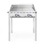 Barbecue Green Fire avec 2 brûleurs, HENDI, Profi Line, Plaque et grille en fonte émaillée GN 1/1, 11,6kW, 740x615x(H)825mm