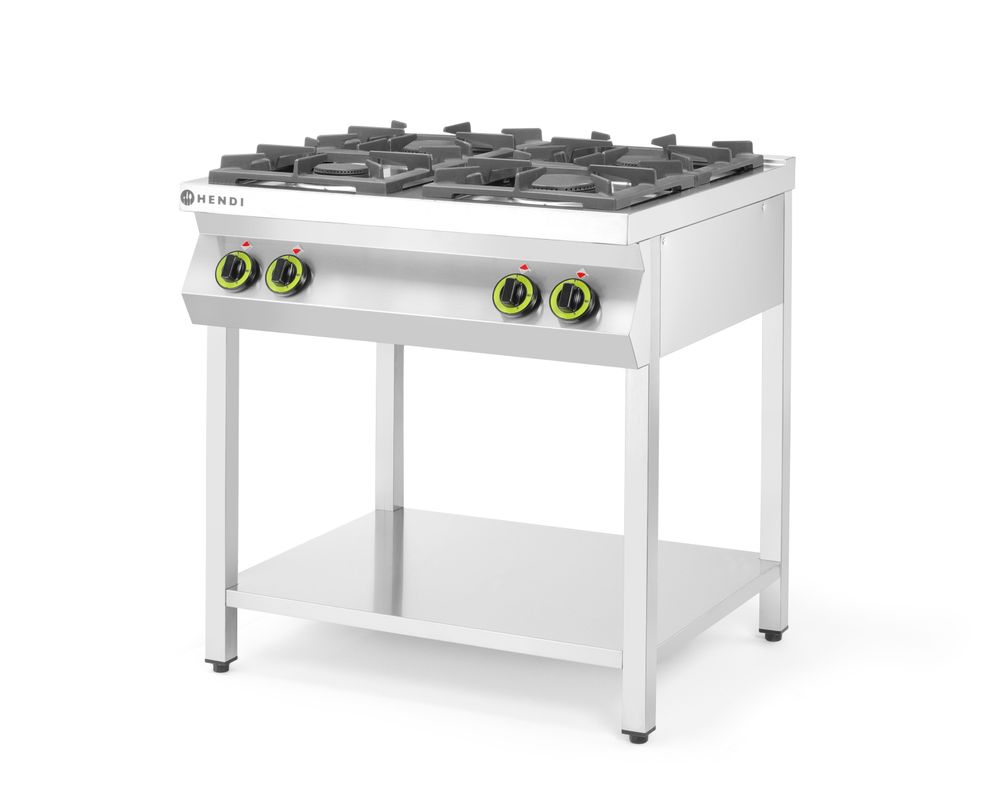 Cuisinière à gaz - 4 feux, support ouvert - HENDI