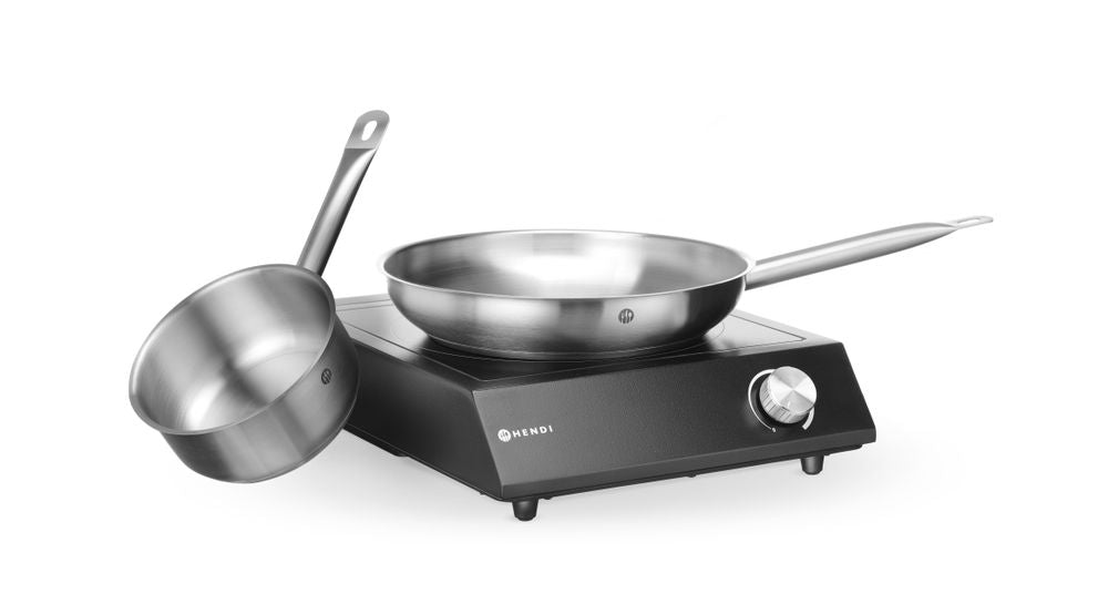 Set : Plaque de cuisson à induction 3500W + casserole + poêle - HENDI