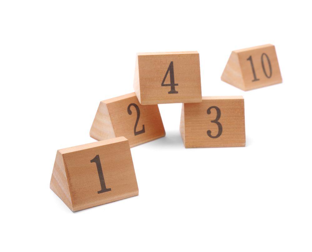 Chevalets de table numérotés, HENDI, Numéros 1-10, 55x48x(H)44mm