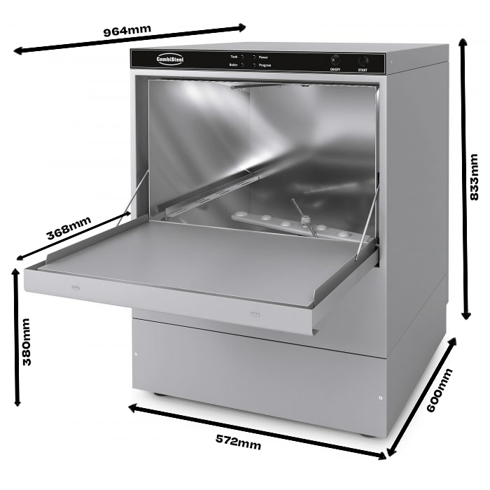 LAVE-VAISELLE CHARGEMENT PAR L'AVANT ENT 500-230 DP   AVEC POMPE D'ÉCOULEMENT - 7082.0050 - COMBISTEEL