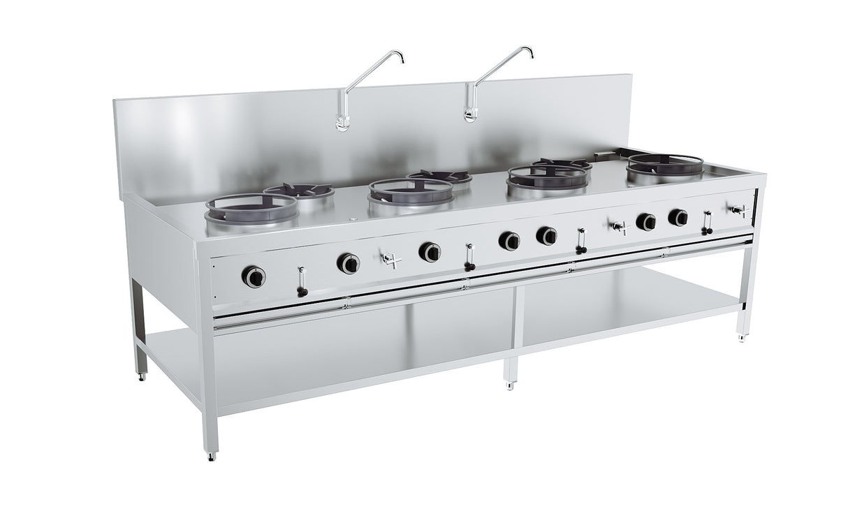 TABLE WOK À GAZ 4X17kW + 3X9kW - 7178.1215 - COMBISTEEL