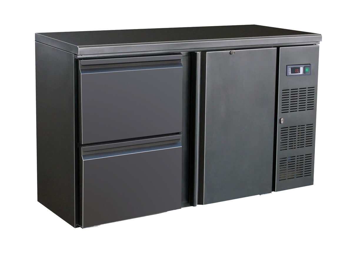 ARRIÈRE BAR RÉFRIGÉRÉE NOIR 1 PORTE ET 2 TIROIRS - 7450.0316 - COMBISTEEL