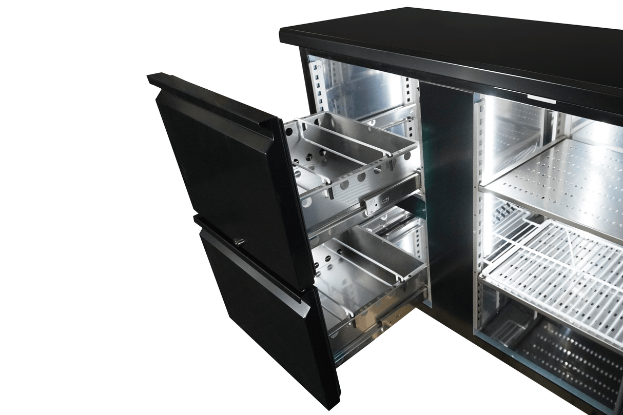 ARRIÈRE BAR RÉFRIGÉRÉE NOIR 3 PORTES ET 2 TIROIRS  *TRANSPORT SUR DEMANDE* - 7450.0326 - COMBISTEEL