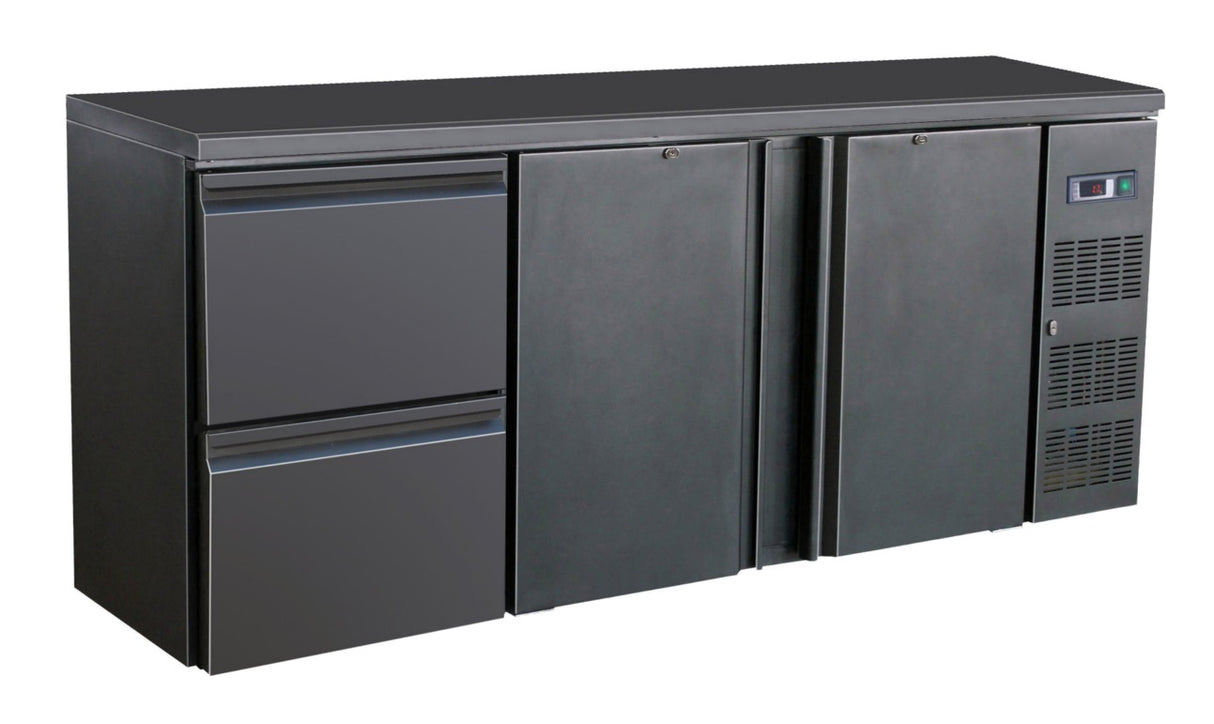 ARRIÈRE BAR RÉFRIGÉRÉE NOIR 2 PORTES ET 2 TIROIRS - 7450.0321 - COMBISTEEL