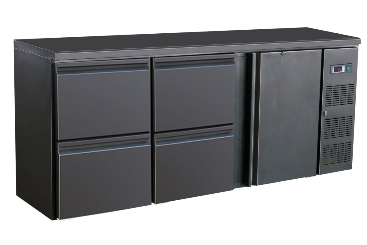 ARRIÈRE BAR RÉFRIGÉRÉE NOIR 1 PORTE ET 4 TIROIRS - 7450.0322 - COMBISTEEL