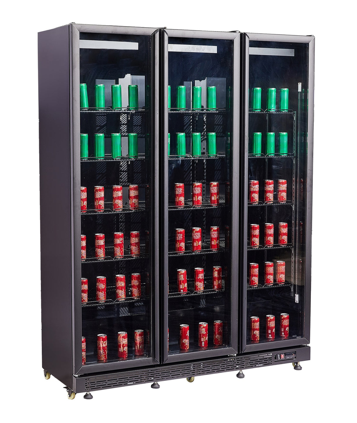 RÉFRIGÉRATEUR 3 PORTES EN VERRE NOIR NAP-1200 HT - AVEC PORTE CHAUFFANTE - 7455.1925 - COMBISTEEL