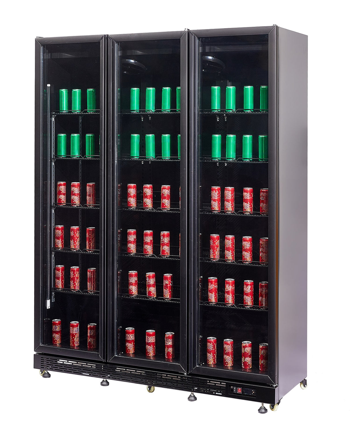 RÉFRIGÉRATEUR 3 PORTES EN VERRE NOIR NAP-1200 HT - AVEC PORTE CHAUFFANTE - 7455.1925 - COMBISTEEL
