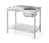 Table d’évier avec étagère – vissée, profondeur 600 mm - HENDI
