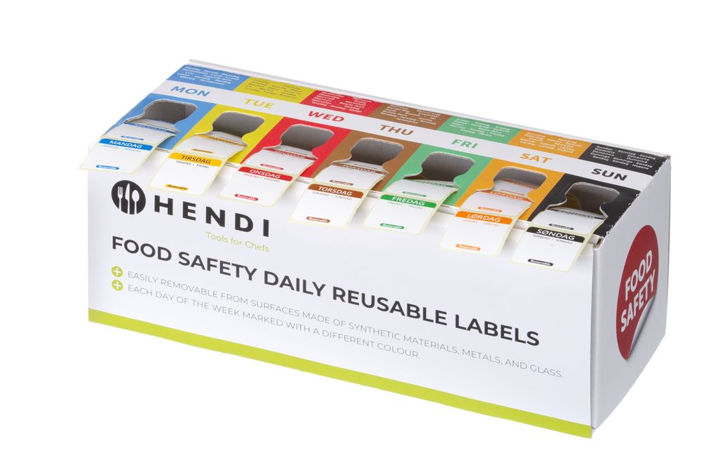 Jeu d’autocollants de sécurité alimentaire, multi-usage, facile à retirer, avec distributeur - HENDI