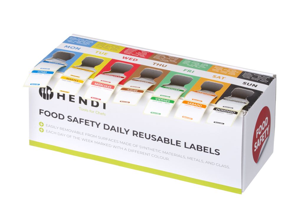 Jeu d'étiquettes de sécurité alimentaire, multi-usage, facile à retirer, avec distributeur - HENDI