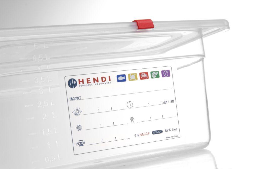 Bac Gastronorme 1/3, HENDI, GN 1/3, 4L, Transparent, 325x176x(H)100mm