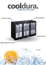 Réfrigérateur de bar avec 3 portes vitrées - 320 litres - CBB3D
