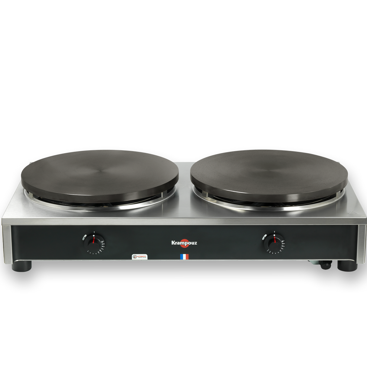 Crepiere gaz - gamme confort 8 br - thermostat - double chassis carre 2 x Ø 35 cm - KRAMPOUZ