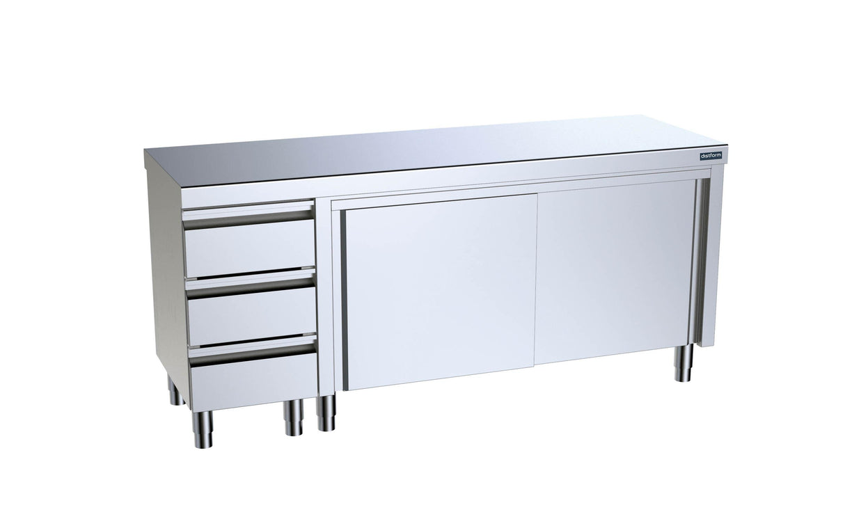 Module central 2200x600x850 avec portes et module de tiroirs à gauche- DISTFORM - F0071015