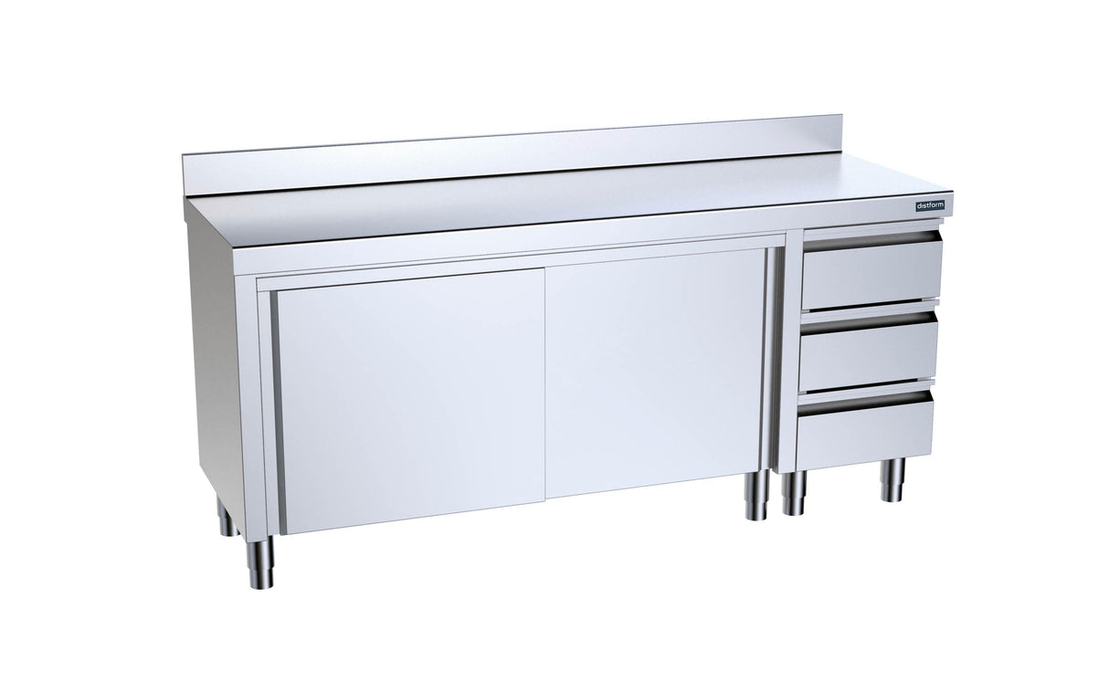 Module adossé 2400x600x850 avec portes et module de tiroirs à droite- DISTFORM - F0071106