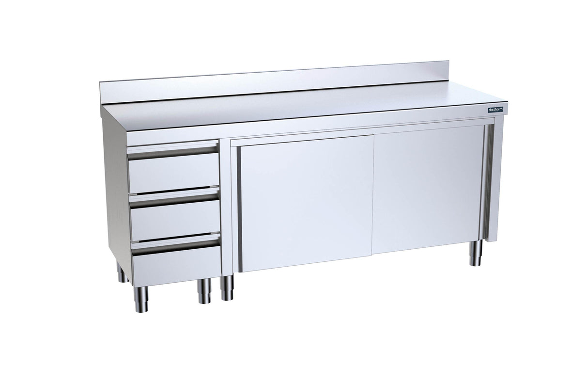 Module adossé 2200x600x850 avec portes et module de tiroirs à gauche- DISTFORM - F0071115
