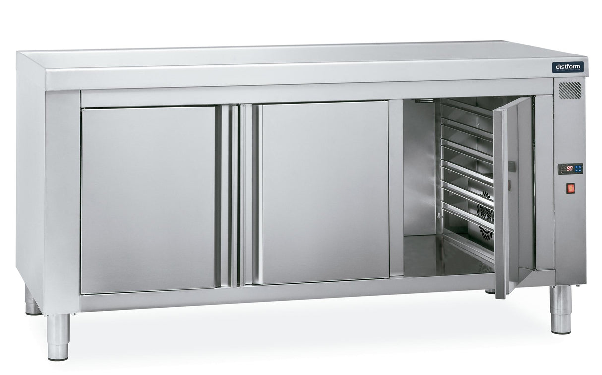 Table chauffante centrale 1200x700x850 2 glissières GN 1/1 portes battantes- DISTFORM - F0432004