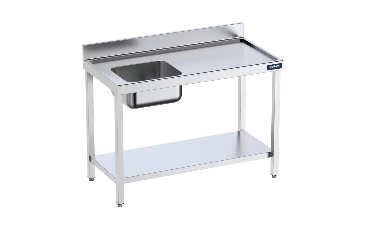 Table de 1600x700 avec bac G, bord anti-ruissellement et étagère- DISTFORM - FCIES716