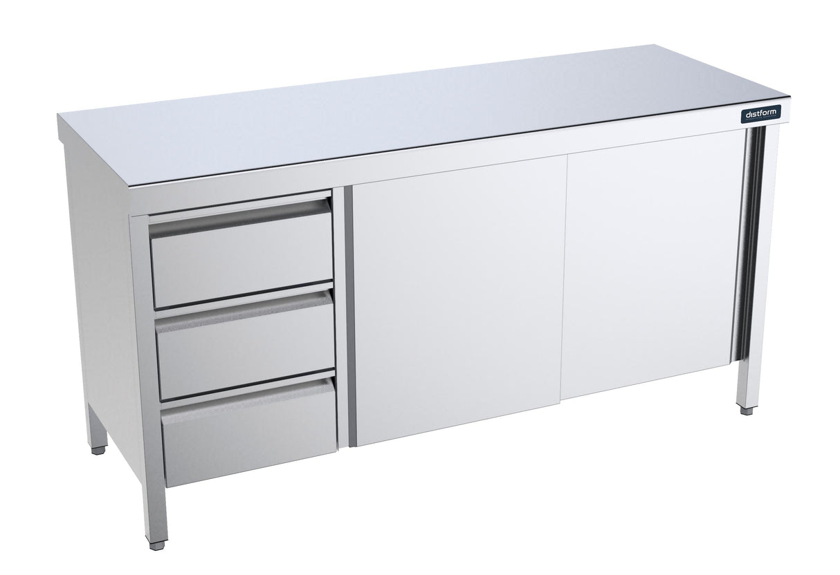 Table centrale 1800x700 avec portes et module de tiroirs à gauche- DISTFORM - FCPBI718