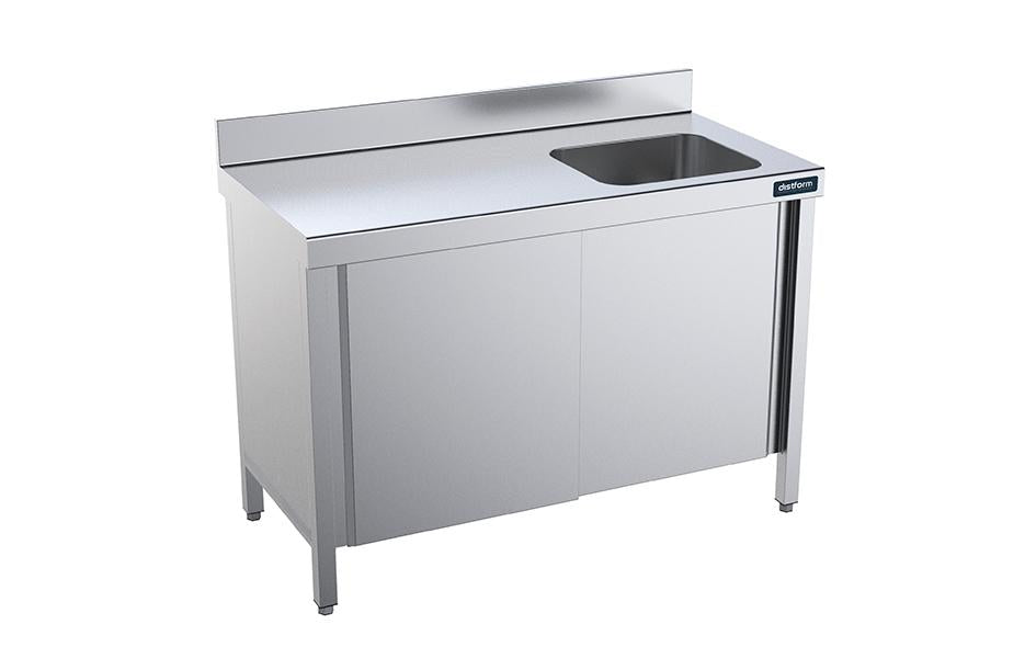 Table de 1400x600 avec portes et bac à droite- DISTFORM - FPCD6014