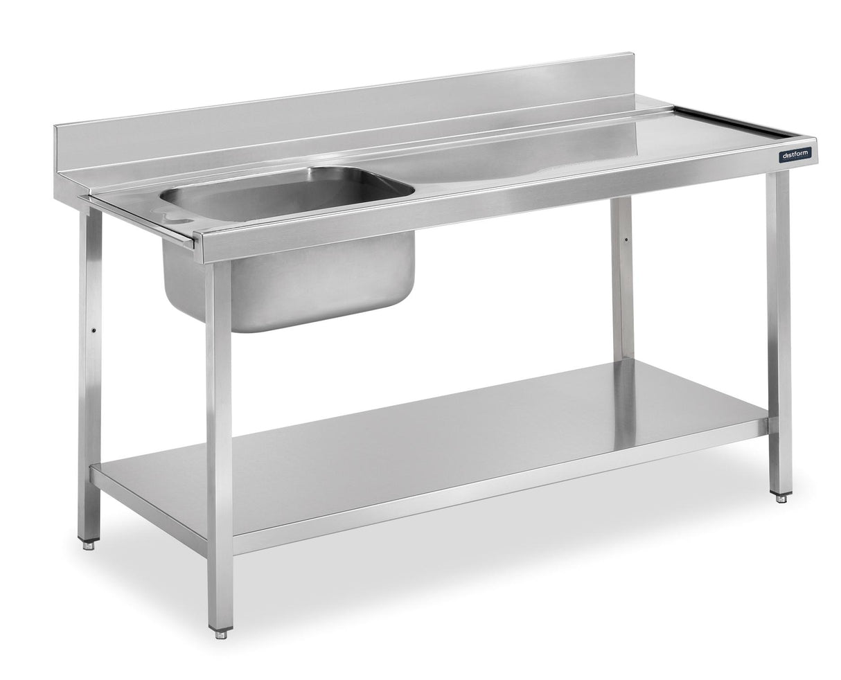 Table murale entrée de prélavage bac à gauche et étagère 2100x750x850- DISTFORM - FPMEC21I
