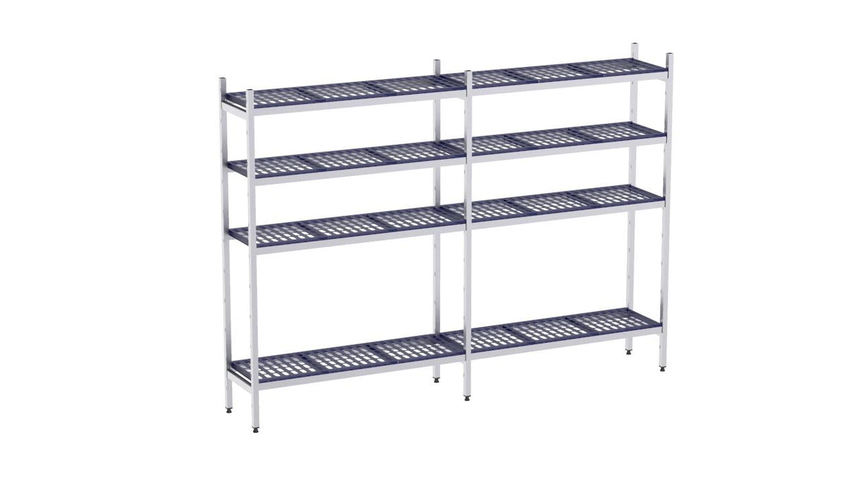 Rayonnage en acier inoxydable linéaires 3190x400 polyp. 4 niveaux- DISTFORM - KIT00089
