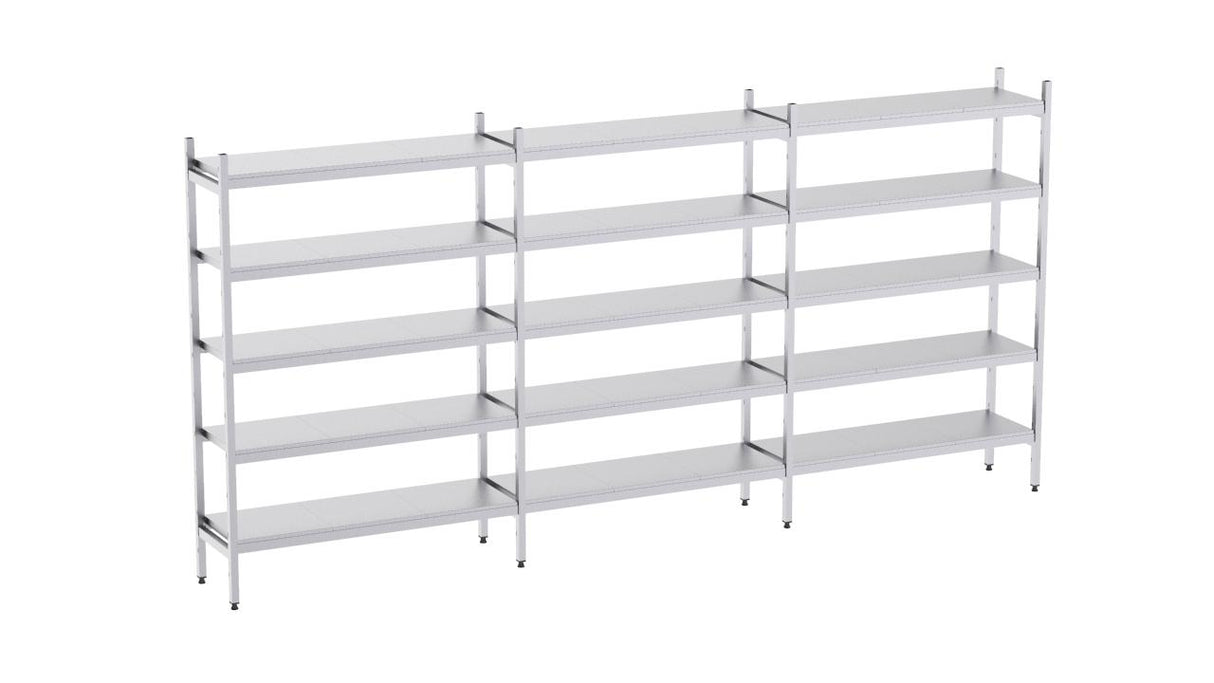 Rayonnage en acier inoxydable linéaires 4920x400 lisse 5 niveaux- DISTFORM - KIT00541