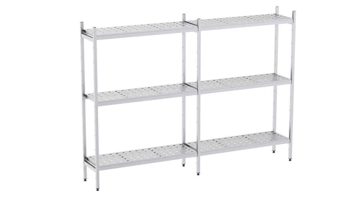 Rayonnage en acier inoxydable linéaires 2190x500 perf. 3 niveaux- DISTFORM - KIT00947