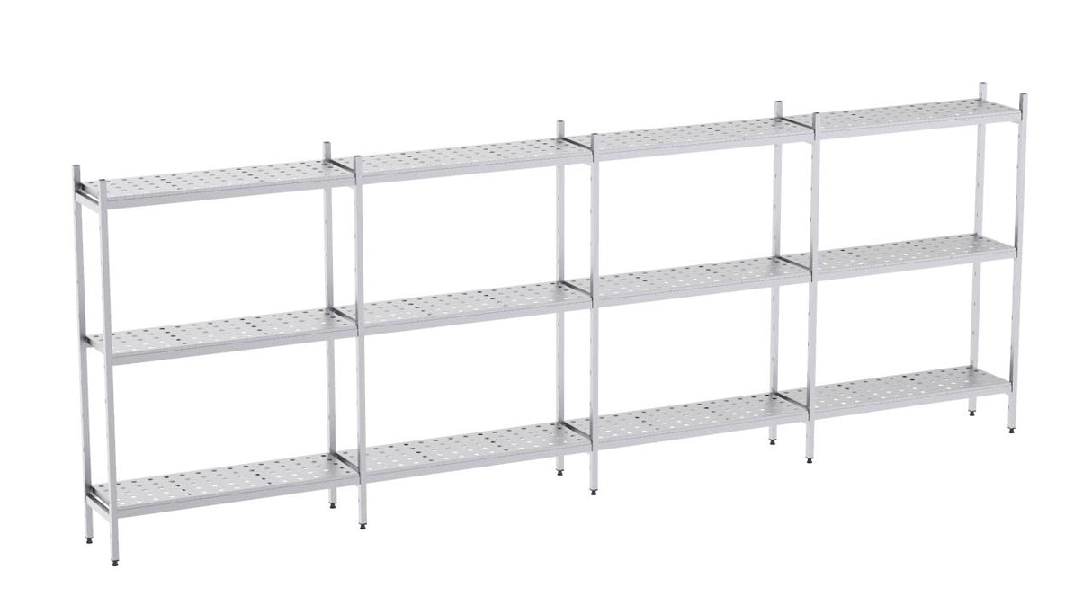 Rayonnage en acier inoxydable linéaires 5050x500 perf. 3 niveaux- DISTFORM - KIT00977
