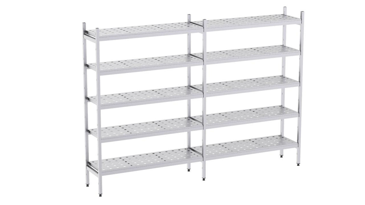 Rayonnage en acier inoxydable linéaires 3290x500 perf. 5 niveaux- DISTFORM - KIT01082