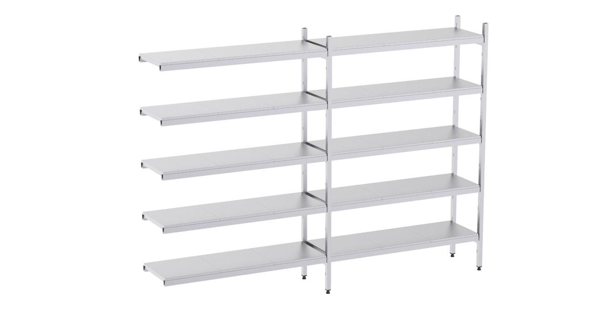 Rayonnage en acier inoxydable d'angle 2860x500 lisse 5 niveaux- DISTFORM - KIT02706