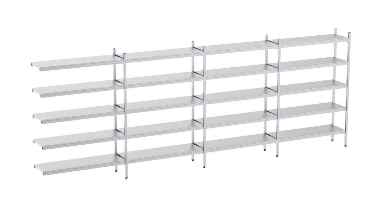Rayonnage en acier inoxydable d'angle 5720x500 lisse 5 niveaux- DISTFORM - KIT02736