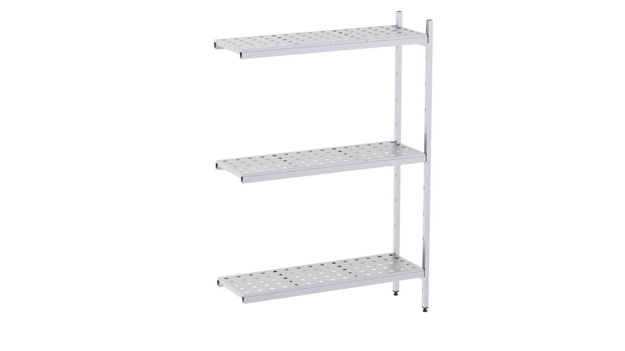 Rayonnage en acier inoxydable d'angle 1130x500 perf. 3 niveaux- DISTFORM - KIT02936
