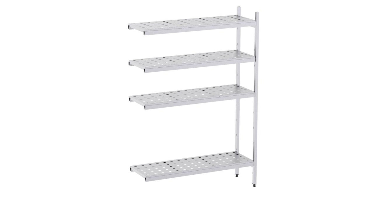 Rayonnage en acier inoxydable d'angle 930x500 perf. 4 niveaux- DISTFORM - KIT02996
