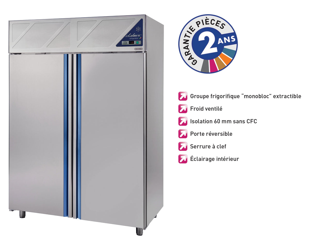 Armoire réfrigérée positive -2/+10°C - 2 portes pleines - 1200 L - Groupe logé - Dalmec