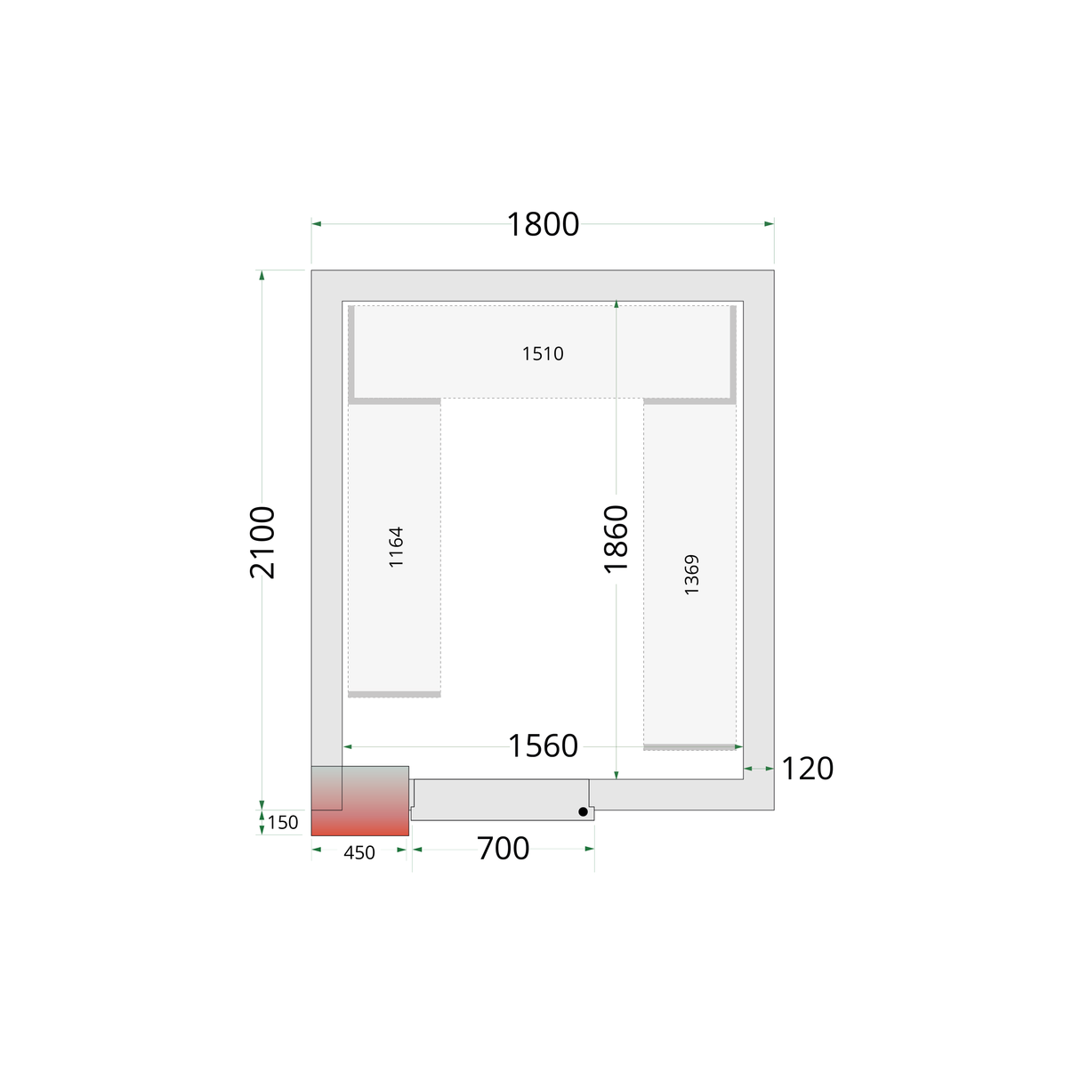 Panneaux de chambre froide 120 mm - CR 180x210x220 - TEFCOLD