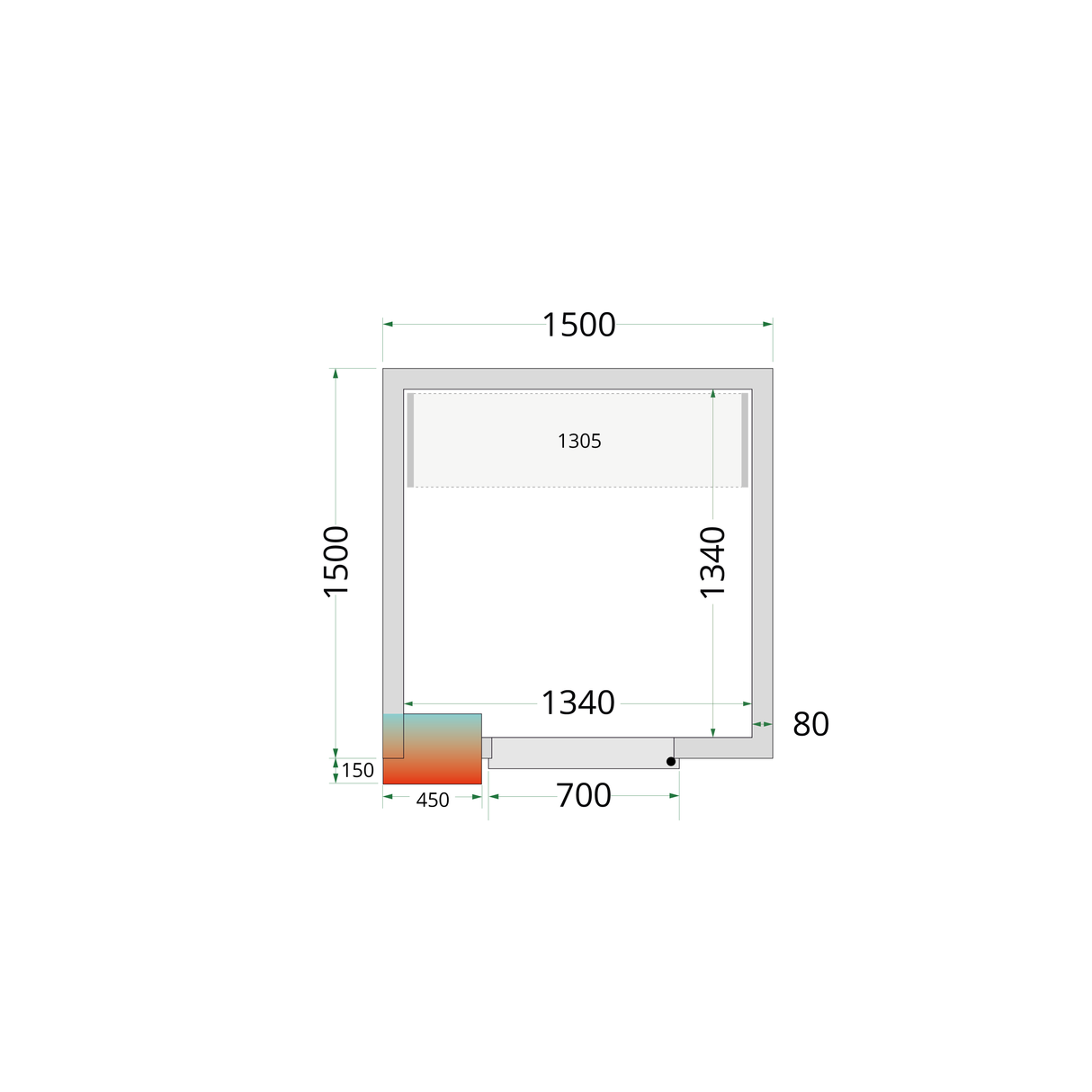 Panneaux de chambre froide 80 mm - CR 150x150x220 - TEFCOLD