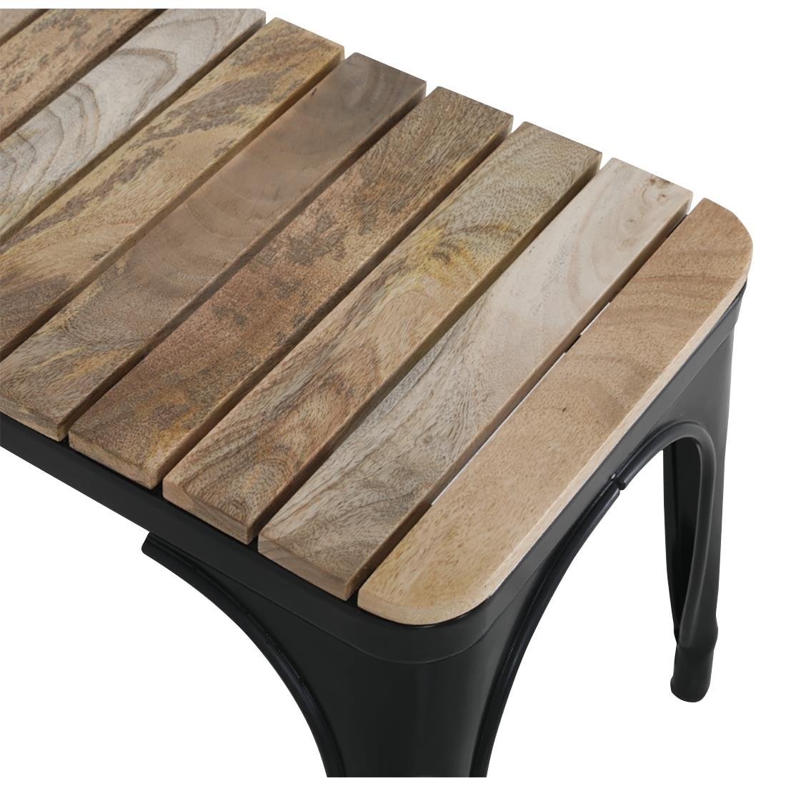 Banc d'intérieur à lattes en bois de manguier et cadre - NISBETS